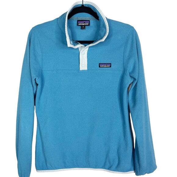 Patagonia Womens XSmall XS Mako Blue Micro D Fleece Snap T Pullover Sweatshirt - Picture 1 of 11